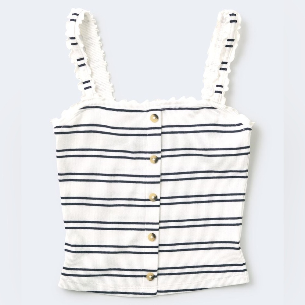 Aeropostale Striped Ruffle Tank